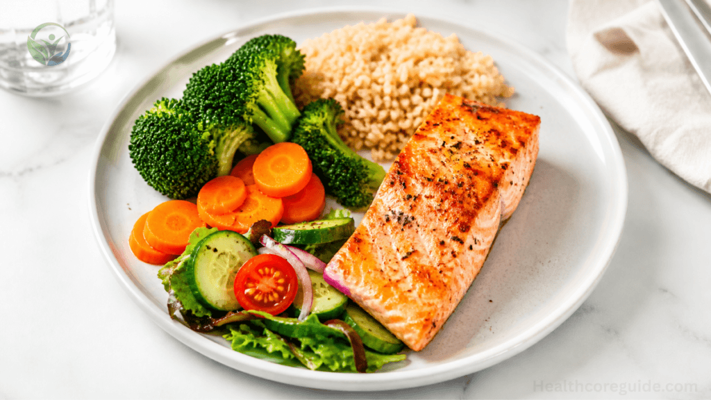 balanced weight loss meal with protein and vegetables