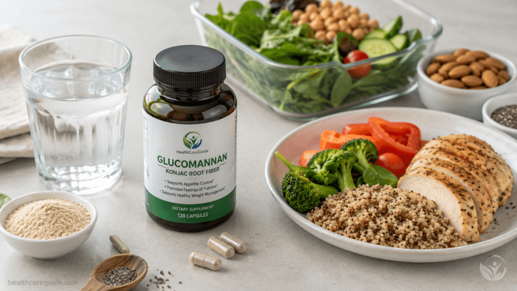 Balanced nutrition and glucomannan supplement for weight loss